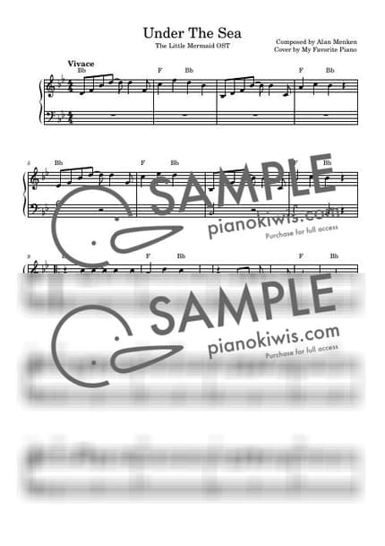 악보 > Under The Sea / 중급 악보 - Alan Menken · 인어공주 OST by My Favorite Piano 악보 이미지-0