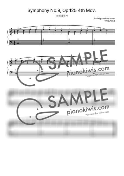 Score > Ode to Joy / Right Hand Practice - L. V. Beethoven by PianoKiwis Sheet music image-0