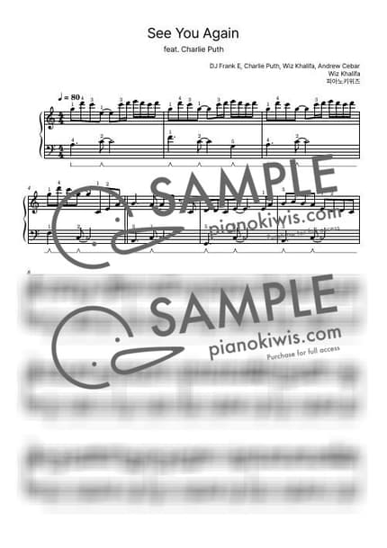 Score > See You Again / Basic - Charlie Puth, Wiz Khalifa · Fast & Furious OST by PianoKiwis Sheet music image-0