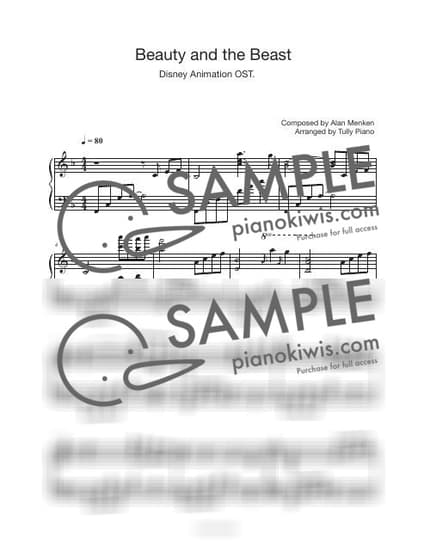 Score > Beauty And The Beast - Alan Menken · Beauty and the Beast OST by Tully Piano Sheet music image-0
