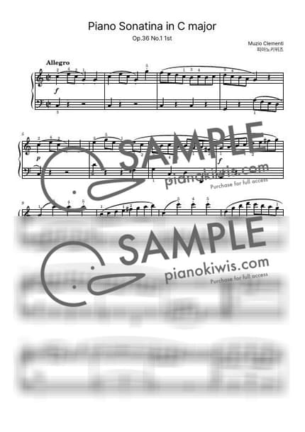 Score > Sonatina in C Major, Op.36 No.1 / 1악장 - M. Clementi by PianoKiwis Sheet music image-0