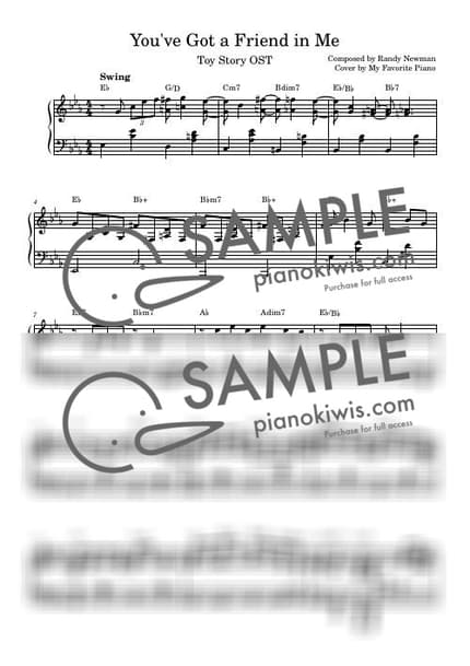 악보 > You've Got a Friend in Me / 고급 악보 - Randy Newman · 토이 스토리 OST by My Favorite Piano 악보 이미지-0