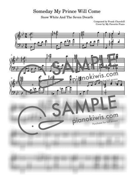 악보 > Someday My Prince Will Come / 고급 악보 - Frank Churchill · 백설공주 OST by My Favorite Piano 악보 이미지-0