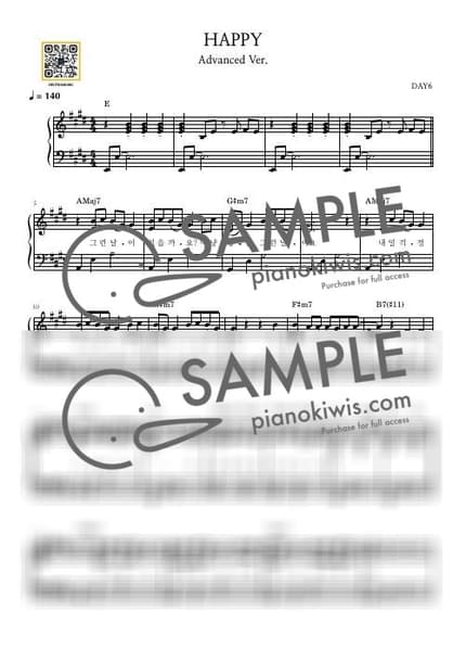 Score > HAPPY / Intermediate - DAY6 by 듣다뮤직 DEUTDAMUSIC Sheet music image-0