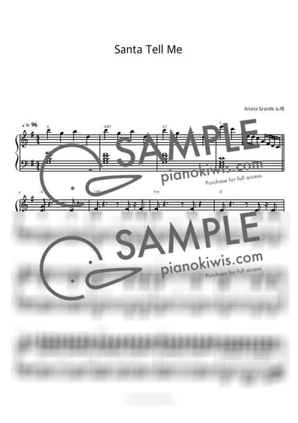 악보 > Santa Tell Me / 피아노 반주 - Ariana Grande · 캐롤 by 피아노정류장 악보 이미지-0