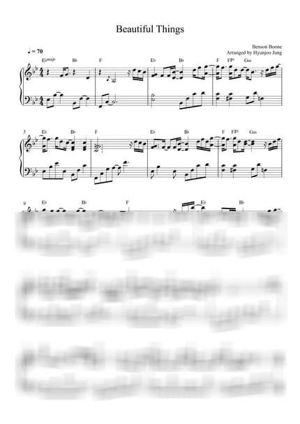 Score > Beautiful Things - Benson Boone by Hyunjoo Jung Sheet music image-0