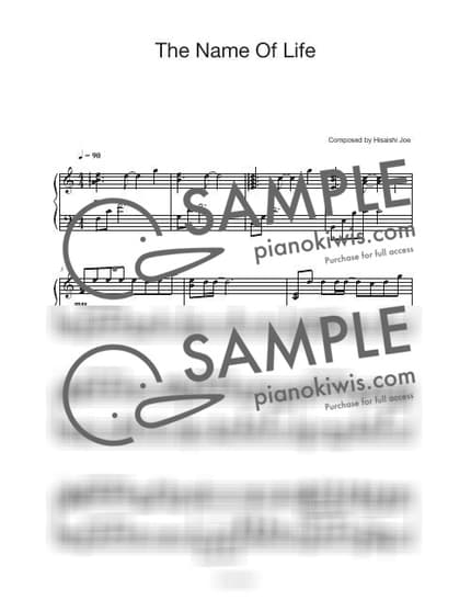 악보 > 생명의 이름 (いのちの名前) - 히사이시 조 · 센과 치히로의 행방불명 OST by Tully Piano 악보 이미지-0