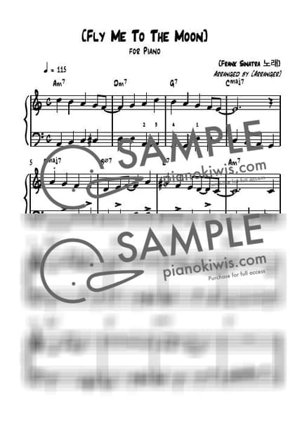 Score > Fly Me To The Moon / 워킹베이스 - Bart Howard by 피아노모먼트 PianoMoment Sheet music image-0