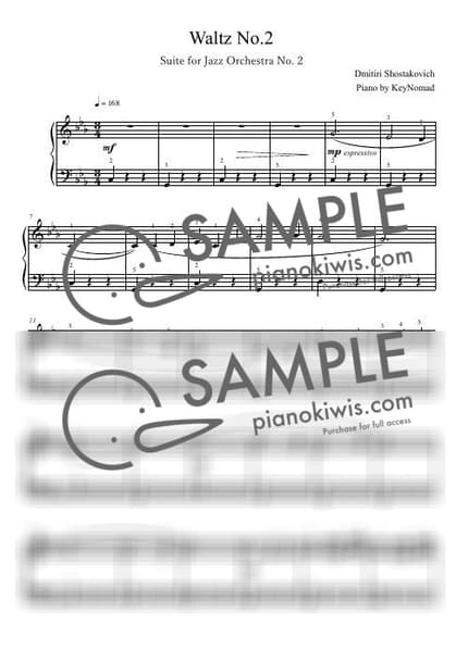 Score > Waltz No.2 / Beginner - D. Shostakovich by LaLaPiano Sheet music image-0
