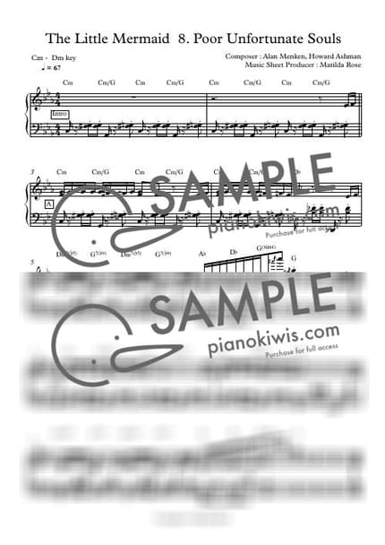 Score > Poor Unfortunate Souls / Disney Piano - Alan Menken · The Little Mermaid OST by Matilda Rose Sheet music image-0