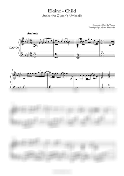 악보 > 아이 - 일레인 · 슈룹 OST by moosicole 악보 이미지-0