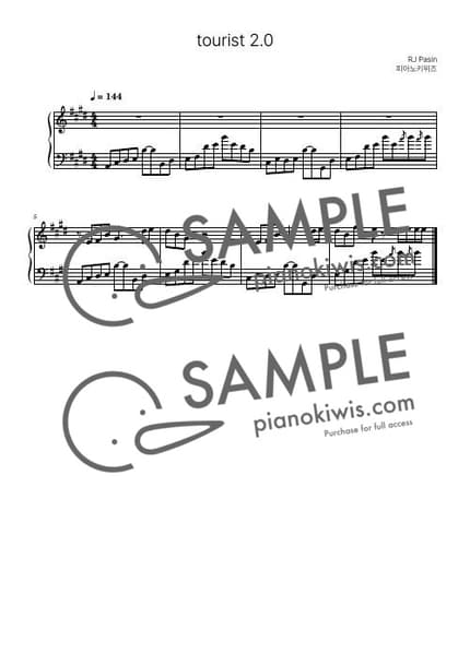 Score > Tourist 2.0 / 짧은 악보 - RJ Pasin by PianoKiwis Sheet music image-0