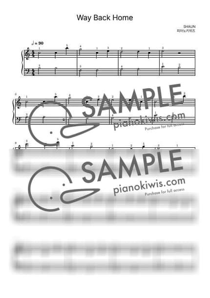 Score > Way Back Home / Beginner - SHAUN by PianoKiwis Sheet music image-0