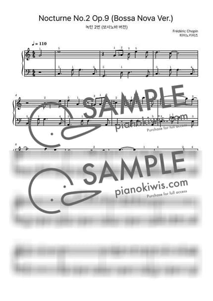 Score > Nocturne Op.9 No.2 (Bossa Nova Ver.) / Easy - F. Chopin, PianoKiwis by PianoKiwis Sheet music image-0