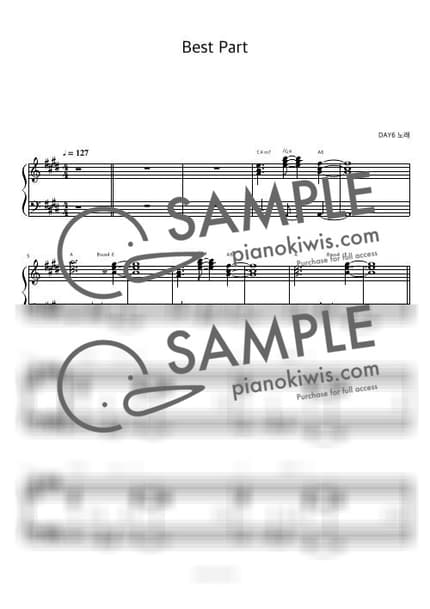 楽譜 > Best Part / 피아노 반주 - DAY6 by 피아노정류장 楽譜画像-0