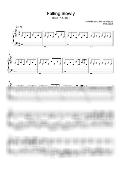 Score > Falling Slowly / Hard - Glen Hansard, Marketa Irglova · Once OST by PianoKiwis Sheet music image-0