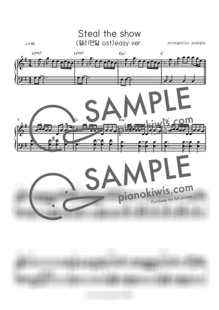 악보 > Steal The Show / 원곡느낌악보 - Lauv · 엘리멘탈 OST by 주키플리(jookiiply) 악보 이미지-0