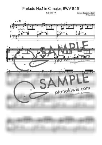 Score > Prelude No.1 / Intermediate - J. S. Bach by PianoKiwis Sheet music image-0