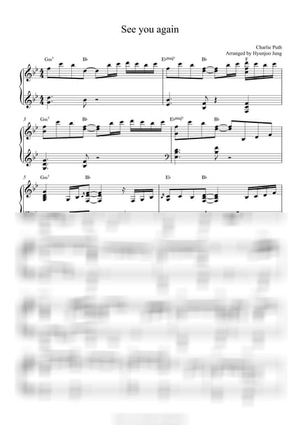 악보 > See You Again - Charlie Puth, Wiz Khalifa · 분노의 질주 OST by Hyunjoo Jung 악보 이미지-0