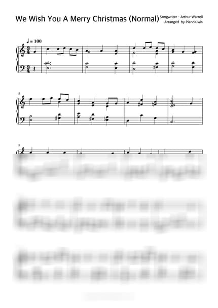 Score > We Wish You A Merry Christmas / Intermediate - Traditional · Carol by PianoKiwis Sheet music image-0