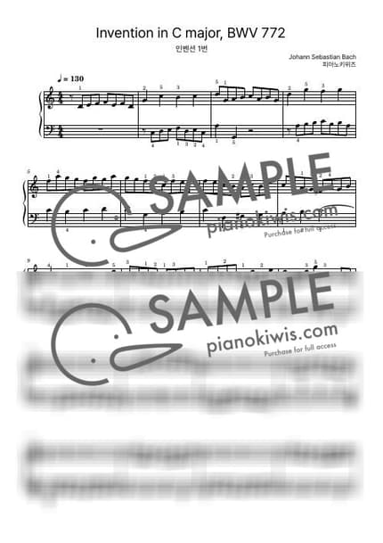 Score > Invention No.1 / Easy - J. S. Bach by PianoKiwis Sheet music image-0