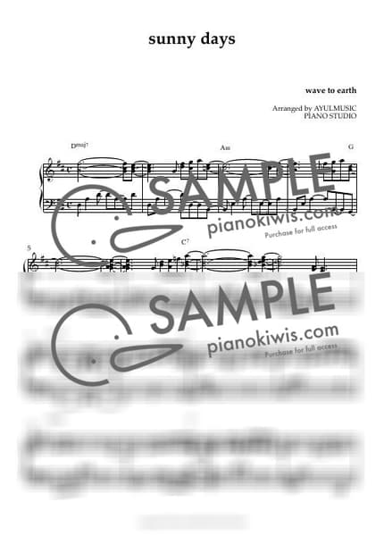 Score > sunny days - wave to earth by AYULMUSIC Sheet music image-0