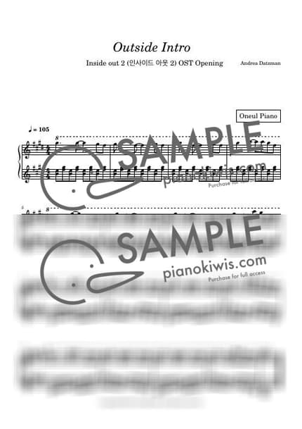 악보 > Outside Intro - 인사이드 아웃 OST by 오늘피아노 악보 이미지-0