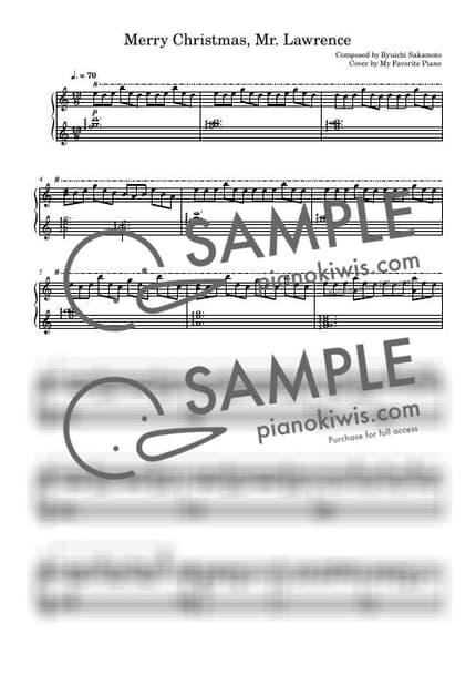 악보 > Merry Christmas Mr. Lawrence / 중급 악보 - 류이치 사카모토 · 전장의 크리스마스 OST by My Favorite Piano 악보 이미지-0