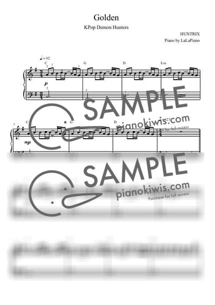 Score > Golden / Very Easy - HUNTR/X · KPop Demon Hunters OST by LaLaPiano Sheet music image-0