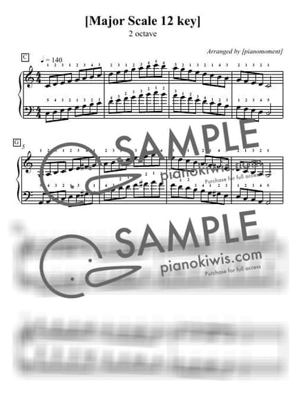악보 > Major Scale / 손가락 번호 전부 표기 - 피아노모먼트 by 피아노모먼트PianoMoment 악보 이미지-0