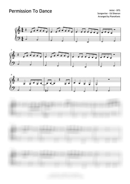 Score > Permission to Dance - BTS by PianoKiwis Sheet music image-0
