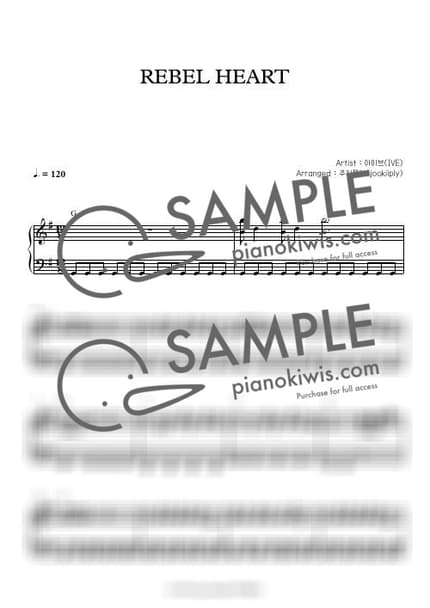 Score > REBEL HEART / Gkey - IVE by 주키플리(jookiiply) Sheet music image-0