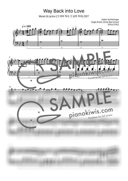 Score > Way Back into Love / Intermediate - Hugh Grant, Drew Barrymore · Music and Lyrics OST by PianoKiwis Sheet music image-0