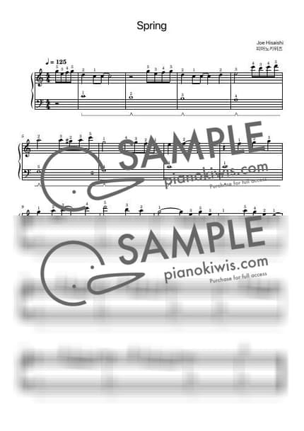 악보 > Spring / 입문 - 히사이시 조 by 피아노키위즈 악보 이미지-0
