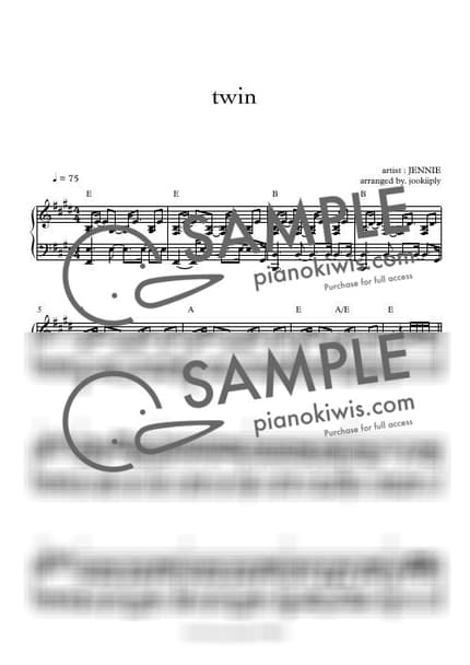Score > twin - JENNIE by 주키플리(jookiiply) Sheet music image-0