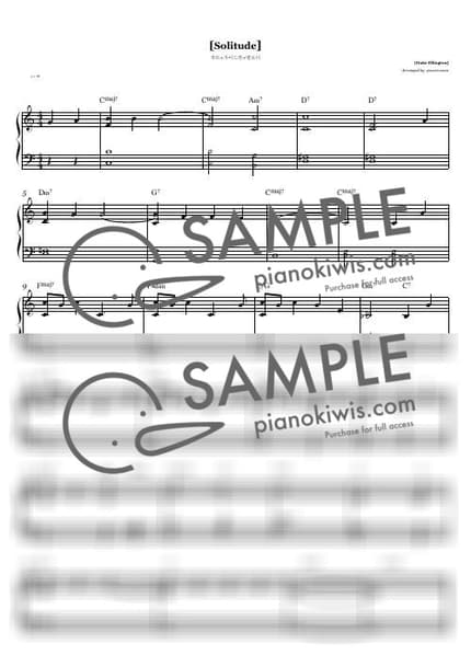악보 > Solitude / 가이드톤+멜로디 CKey - Duke Ellington by 피아노모먼트PianoMoment 악보 이미지-0