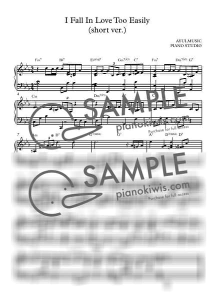 Score > I Fall In Love Too Easily / short Jazz Piano ver. - Chet Baker by AYULMUSIC Sheet music image-0