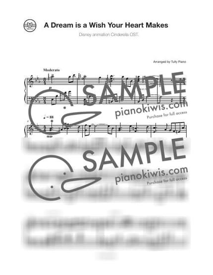 악보 > A Dream Is A Wish Your Heart Makes - Al Hoffman · 신데렐라 OST by Tully Piano 악보 이미지-0