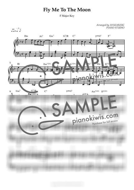 Score > Fly Me To The Moon / F Major Key | 감성 재즈피아노 - Bart Howard by AYULMUSIC Sheet music image-0