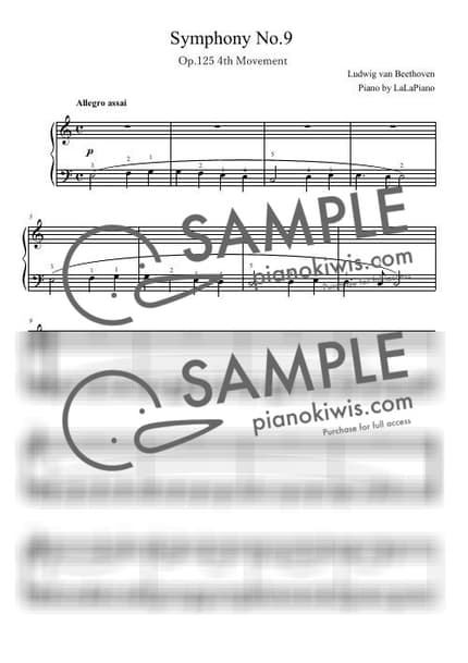 Score > Symphony No.9 'Choral' / Easy / C Major - L. V. Beethoven by LaLaPiano Sheet music image-0