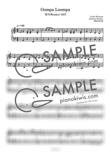 Score > Oompa Loompa / 다장조 - Timothée Chalamet · Wonka OST by 라니스코어 Sheet music image-0