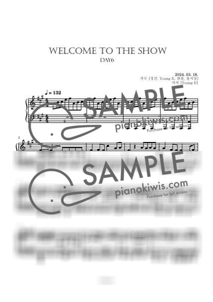 Score > Welcome to the Show / Intermediate - DAY6 by Boknowa Sheet music image-0