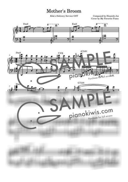 악보 > 엄마의 빗자루 (かあさんのホウキ) / 고급 악보 - 히사이시 조 · 마녀 배달부 키키 OST by My Favorite Piano 악보 이미지-0
