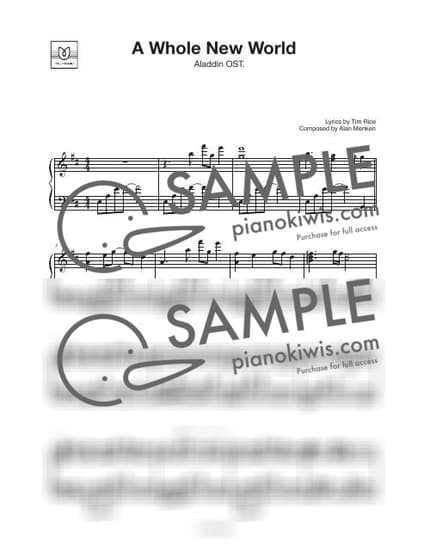Score > A Whole New World - Alan Menken · Aladdin OST by Tully Piano Sheet music image-0