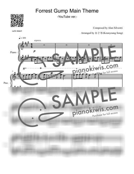 Score > I'm Forrest... Forrest Gump - Forrest Gump OST by 피아니스트 송근영 Pianist Keunyoung Song Sheet music image-0