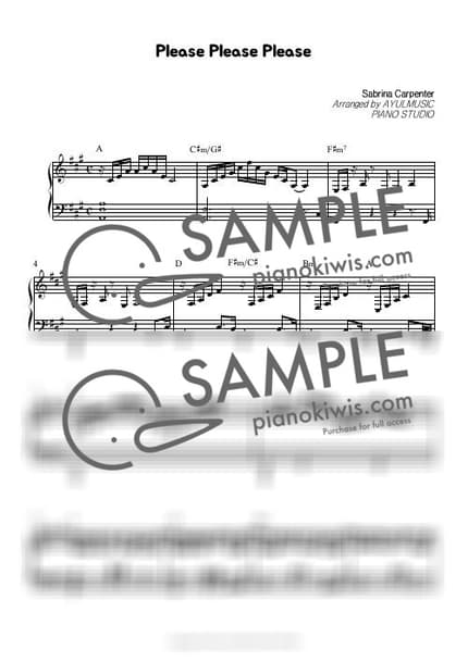 Score > Please Please Please / 1절/ 코드 포함 - Sabrina Carpenter by AYULMUSIC Sheet music image-0