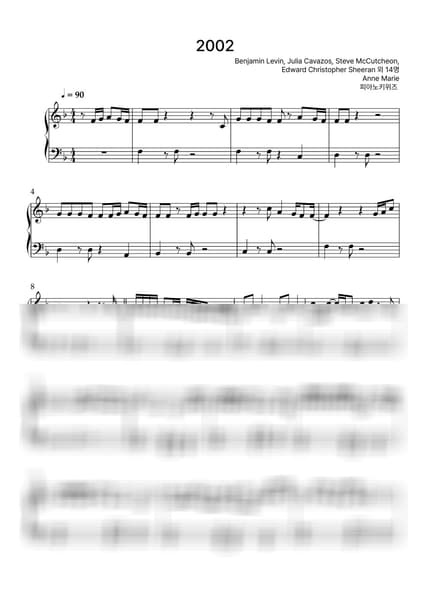 Score > 2002 / Basic - Anne Marie by PianoKiwis Sheet music image-0