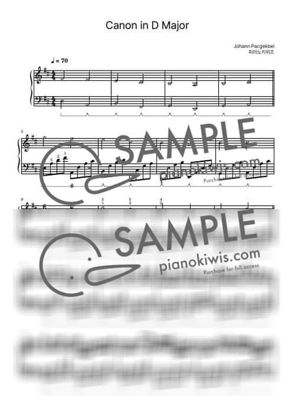 Score > Canon and Gigue in D major / Intermediate - J. Pachelbel by PianoKiwis Sheet music image-0