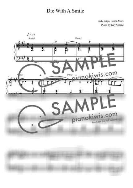 Score > Die With A Smile - Lady GaGa, Bruno Mars by KeyNomad Sheet music image-0