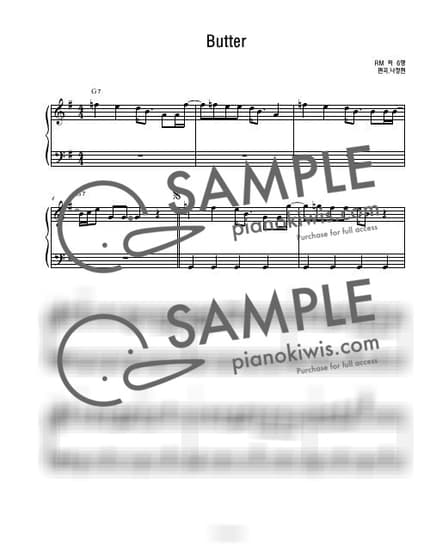 악보 > Butter / 연주버젼 (초급) - 방탄소년단 by 나건반 악보 이미지-0